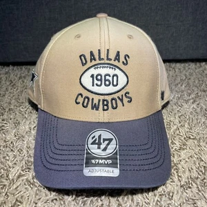 ‘47 Brand Dallas Cowboys Khaki Navy MVP Adjustable Hat Cap Vintage Flagship Mens - Picture 1 of 5