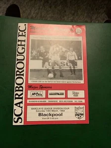 1992 Scarborough V Blackpool English Football/soccer Programme - Picture 1 of 2