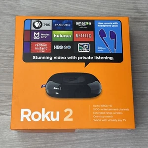 Roku 2 Media Streamer W/ Headphone Jack- Black (2720R) New & Factory Sealed - Picture 1 of 6