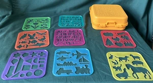 Vintage Tupperware Tuppertoys Stencils Art Set With 8 Stencils & Hard Case Box - Picture 1 of 14