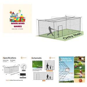Baseball Batting Cage Nets, ONLY NET, 70'L/55'L/35'L/20'L Baseball and Softba... - Picture 1 of 10