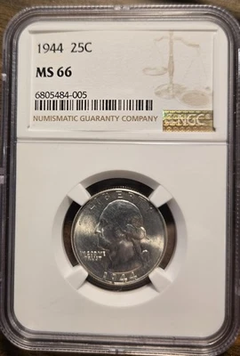 1944 25C Washington Quarter NGC MS66 - Image 1 of 2