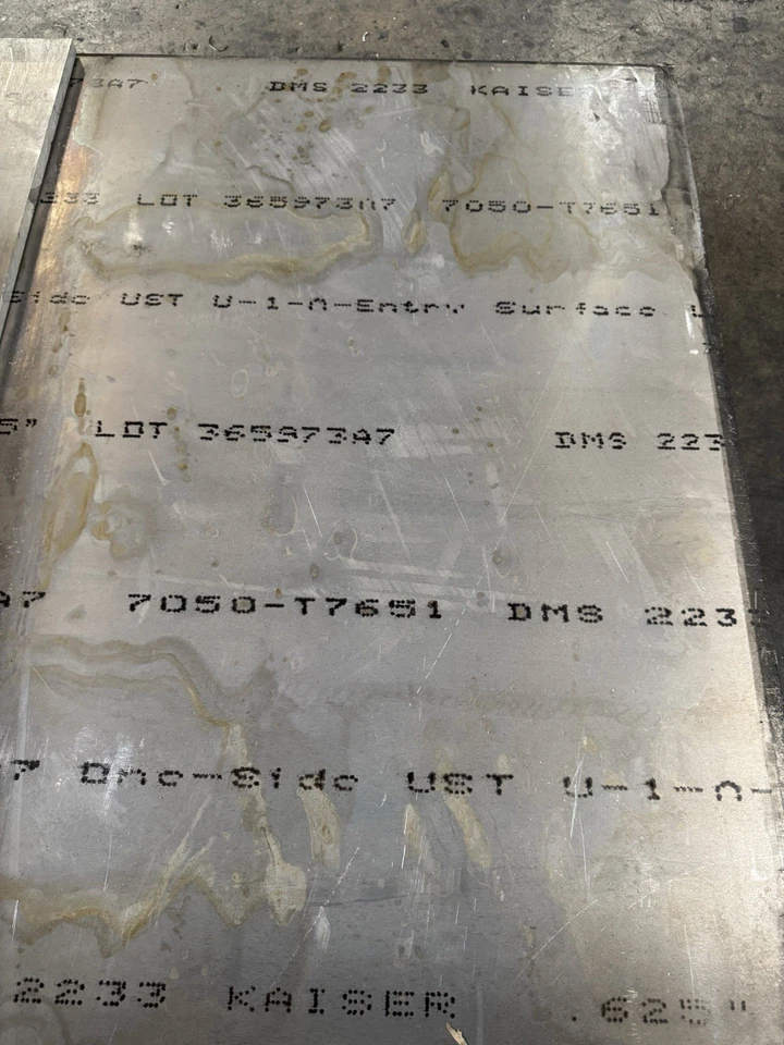 Алюминиевая пластина 7050-T7651 0,625 дюйма x 12 дюймов x 24 дюйма - Изображение 1 из 2