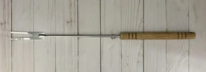 Tenedor de parrilla Foley cromado talla de carne utensilio para servir mango de madera EE. UU. - Imagen 1 de 5