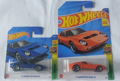 Hot Wheels '71 Lamborghini Miura SV (x2) Track Stars: HW Exotics - New/Sealed - Image 1 of 4