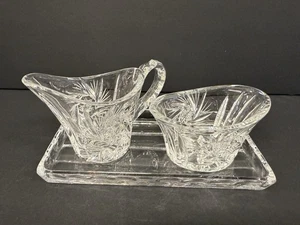 Juego de desayuno vintage de cristal de plomo Nachtmann - crema, azúcar y bandeja - Imagen 1 de 8