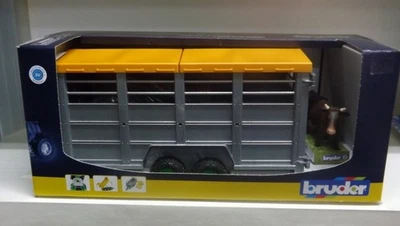 BRUDER 2227 RIMORCHIO TRASPORTO ANIMALI CON 1 MUCCA - Immagine 1 di 2