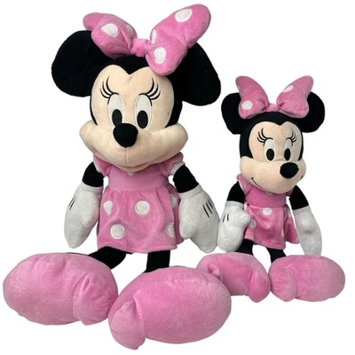 Disney Minnie Mouse Pink Polka Dot Dress Lot Giant & Medium Plush Dolls Stuffed - Image 1 of 4