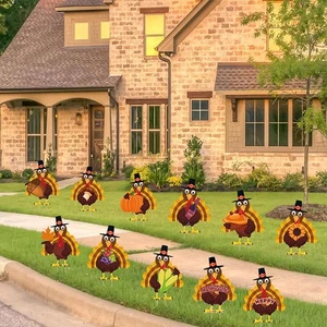 Fanboxk Thanksgiving Yard Decorations Outdoor,11Pcs Thanksgiving Turkey Yard Sig - Picture 1 of 8