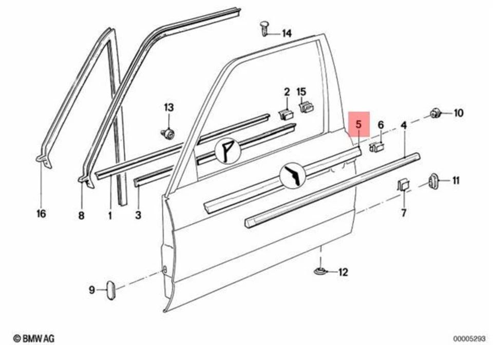 正品宝马 M3 E30 316 316i 318i 门气象条右外 51211913056 — 第 1/1 张图片