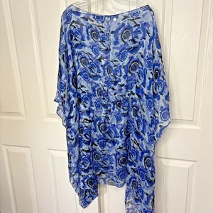 Versace Collection Seidenkaftan transparent blau Cover Up geraffte Taille Gr. 48 (12-14) - Bild 1 von 22