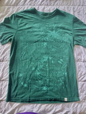 Vintage Ocean Pacific (OP) T-Shirt Green Full Front Graphic Design Foto 1 de 4