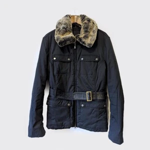 BELSTAFF - Silver fur collar belted jacket - Sz 50 - Picture 1 of 18