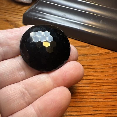 Botón de luto grande antiguo victoriano panal elegante de vidrio negro azabache Foto 1 de 4