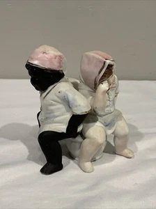 Antique Bisque Porcelain Figurine Fairing Boy And Girl On Chamber Pot - Picture 1 of 12
