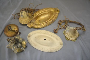 LOT ANTIQUE CEILING FIXTURE PARTS DECO VICTORIAN - Picture 1 of 8