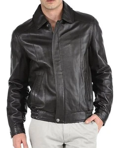 Mens Leather Casual Biker Jacket Coat Soft Motorcycle Genuine Biker Style Fit - Picture 1 of 3