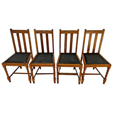 Antique Chairs set of four Barley Twist Legs Solid Oak set of Four Blue Fabric