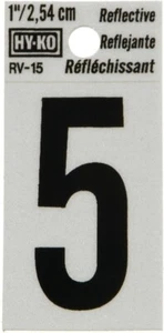 Hy-Ko RV-15/5 Reflective Sign, Character: 5, 1 in H Character, Black Character, - Picture 1 of 1