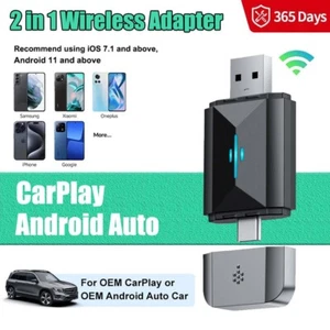 2024 2 in 1 Wireless CarPlay Adapter Car Play Dongle Bluetooth WiFi Fast Connect - Bild 1 von 7