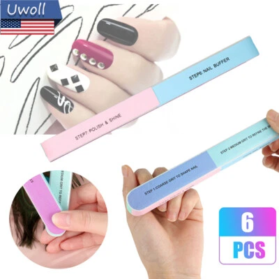 1-6Pcs Manicure Nail File 7 Sided Emery Boards Sanding Buffer Shiner File Beauty - Image 1 of 4