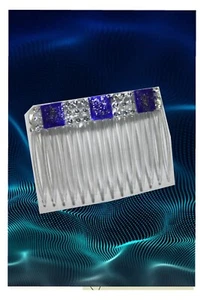 2 x Decorative hair combs Indigo Blue Silver + Diamantie effcts - Picture 1 of 4