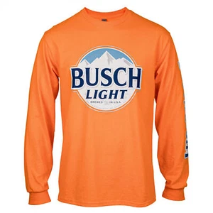 Busch Light Logo Hunter Orange Long Sleeve Shirt Orange - Picture 1 of 14