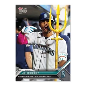 Julio Rodriguez 4th To 30 HRs 30 SBs Age 22 2023 MLB TOPPS NOW #855 IN HAND - Picture 1 of 2