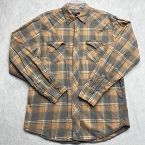 Tin Haul Western Shirt Mens Plaid Long Sleeve Snap Button Cowboy Orange Large - Picture 1 of 17