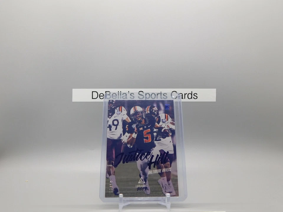 2019 Panini Luminance Rookies Justice Hill #157 Rookie BLUE FOIL - Image 1 of 2