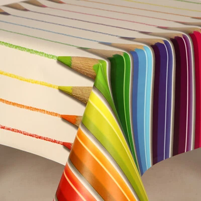 Crayons Colouring Pencils Pvc Wipe Clean Vinyl Tablecloth FREE POSTAGE - Image 1 of 2