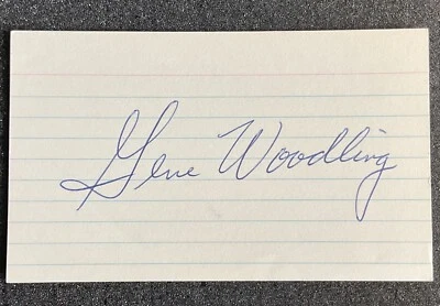 NY Yankees GENE WOODLING (d. ‘01) AUTHENTIC AUTOGRAPHED INDEX CARD (3”x5”) - Image 1 of 4