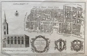 1755 Antique map: Queenhithe & Vintry Wards, London from Maitland's History - Picture 1 of 4