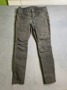 Pantalones de mezclilla ajustados negros de doble rodilla Duluth Trading Co. para mujer góticos grunge bien usados - Imagen 1 de 24