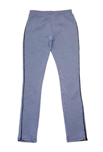 Zara Women M Blue White Black Skinny Pants Micro Check Ankle Zip Elastic Waist - Picture 1 of 7