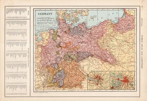 1925 Antique Germany Map Prussia Bavaria Poland Map Gallery Wall Decor 2590 - Picture 1 of 4