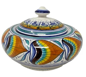 Italian Faenza Majolica Lidded Jar  7" X 6" - Picture 1 of 6