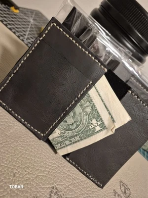 Carteras de cuero genuino para hombre hechas a mano envejecidas plegables para hombre  Foto 1 de 4