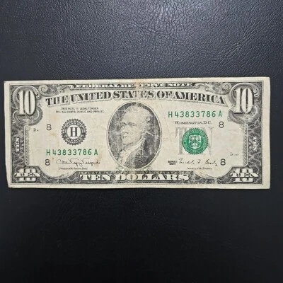  1990  Rare Vintage $10 Dollar Federal Reserve Note - Image 1 of 2
