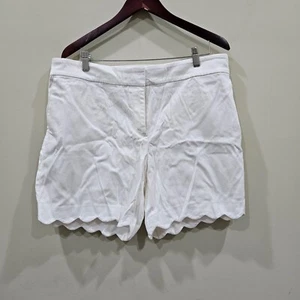 Talbots Womens Scalloped Hem Shorts Plus Size 16W White Mid Rise Summer Classic - Picture 1 of 10