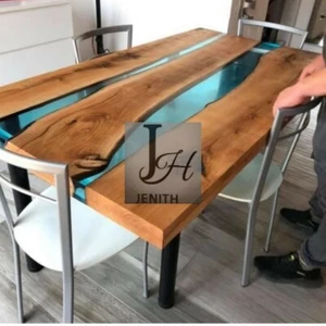 Ocean Blue Epoxy River Table ? Live Edge Walnut Wood Handmade - Picture 1 of 5