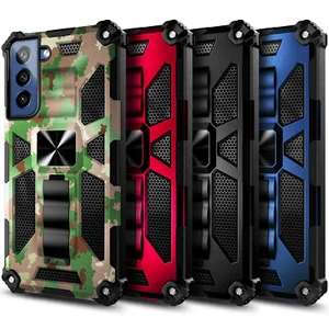 For Samsung Galaxy S21 FE 5G Case Full Body Built-in Kickstand w/ Tempered Glass - Picture 1 of 23