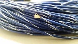 16 STÄRKE KABEL BLAU MIT WEISSEM STREIFEN 25 FUSS PRIMÄRE AWG STRANDE KUPFERLEISTUNG MTW - Bild 1 von 1