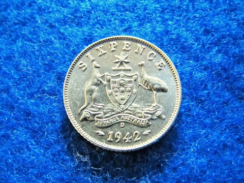 1942 Australia Silver Sixpence - Lustrous High Grade Cover