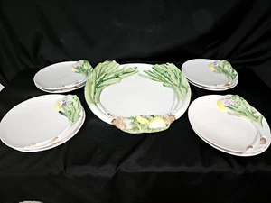 RARE - VTG Large Intrada Hand Painted Serving Platter W/8 Matching Dinner Plates - Picture 1 of 19