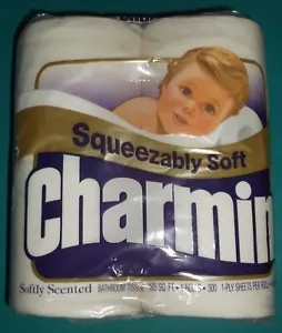VINTAGE WHITE CHARMIN TOILET PAPER BATHROOM TISSUE 4 ROLLS 165 SQ FT - Picture 1 of 8