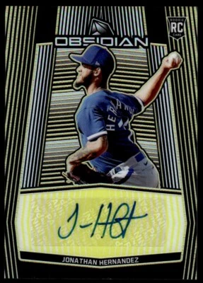 2019 PANINI OBSIDIANS BASEBALL GOLD /10 Jonathan Hernandez Auto Texas Rangers - Image 1 of 2