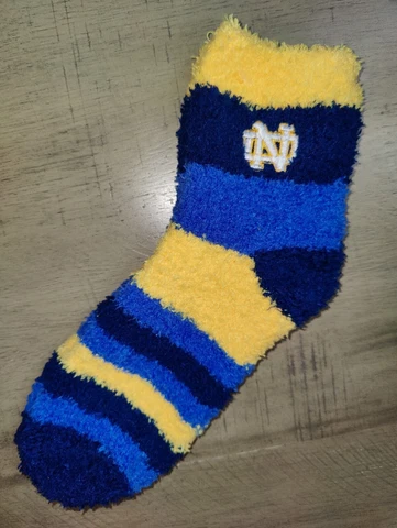Notre Dame Fighting Irish Women's Fuzzy NCAA Ankle Stripe Sleep Socks Medium Cover