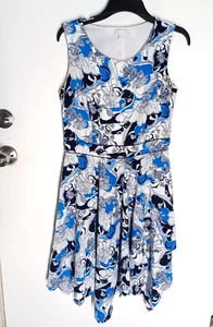 Abito donna floreale blu New York & Company taglia 8 senza maniche foderato girocollo - Foto 1 di 6