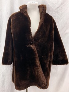 H. Liebes 1920's Vintage Brown Sheepskin Shearling Mouflon Genuine Fur Coat 